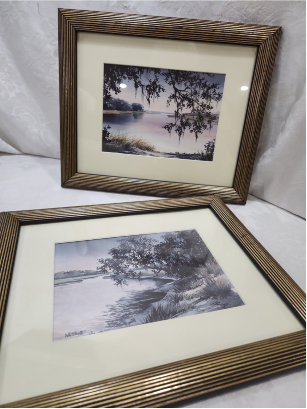 Nancy Ricker Rhett Watercolor Prints 9x11 Signed Framed Matted